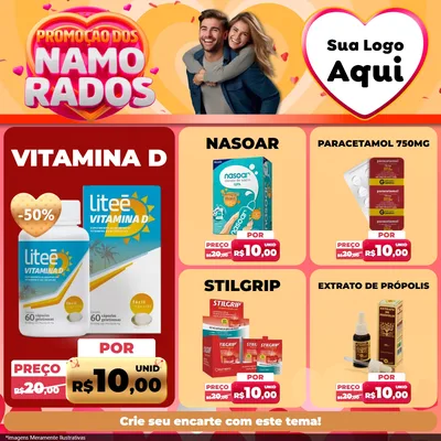 Modelo de Rede Social para Feed Facebook com o tema Promoção dos Namorados para Farmácia