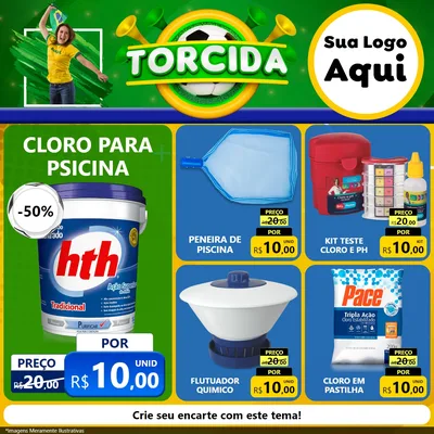 Modelo de Rede Social para Feed Facebook com o tema Torcida para Produtos para Piscina
