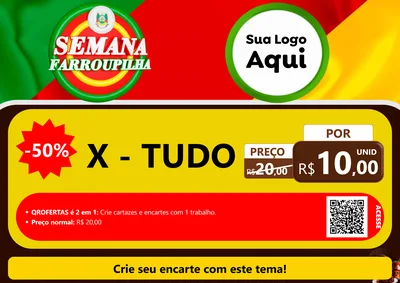 Modelo de Cartaz para Cartaz A4 Horizontal com o tema Semana Farroupilha para Hamburgueria
