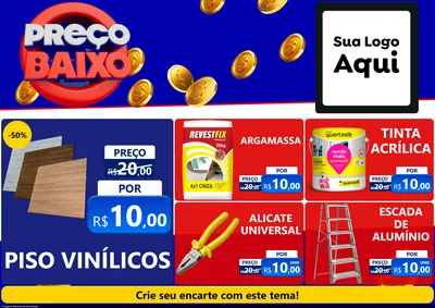 Modelo de Encarte para Encarte A4 Horizontal com o tema Preço Baixo para Material para Construção