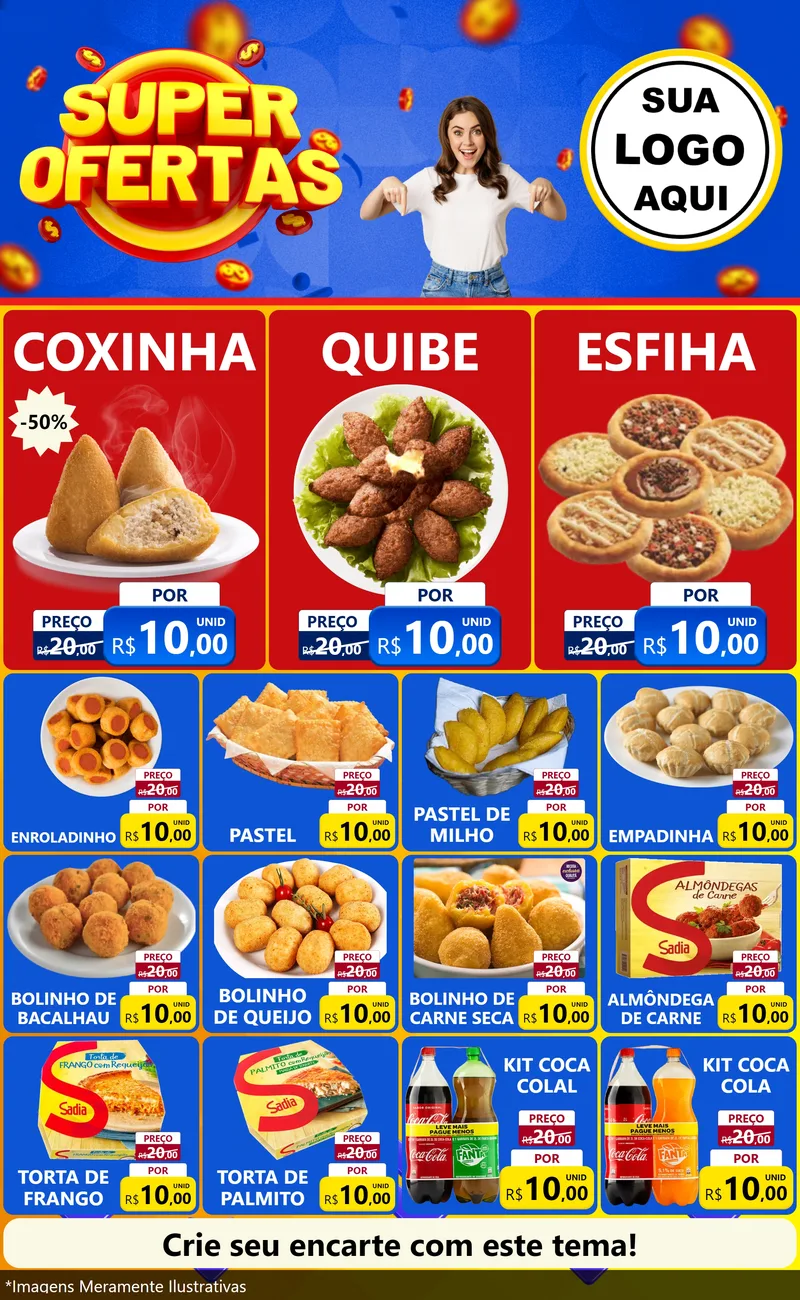 Modelo de Encarte para Encarte Grande com o tema Super Ofertas para Salgadaria
