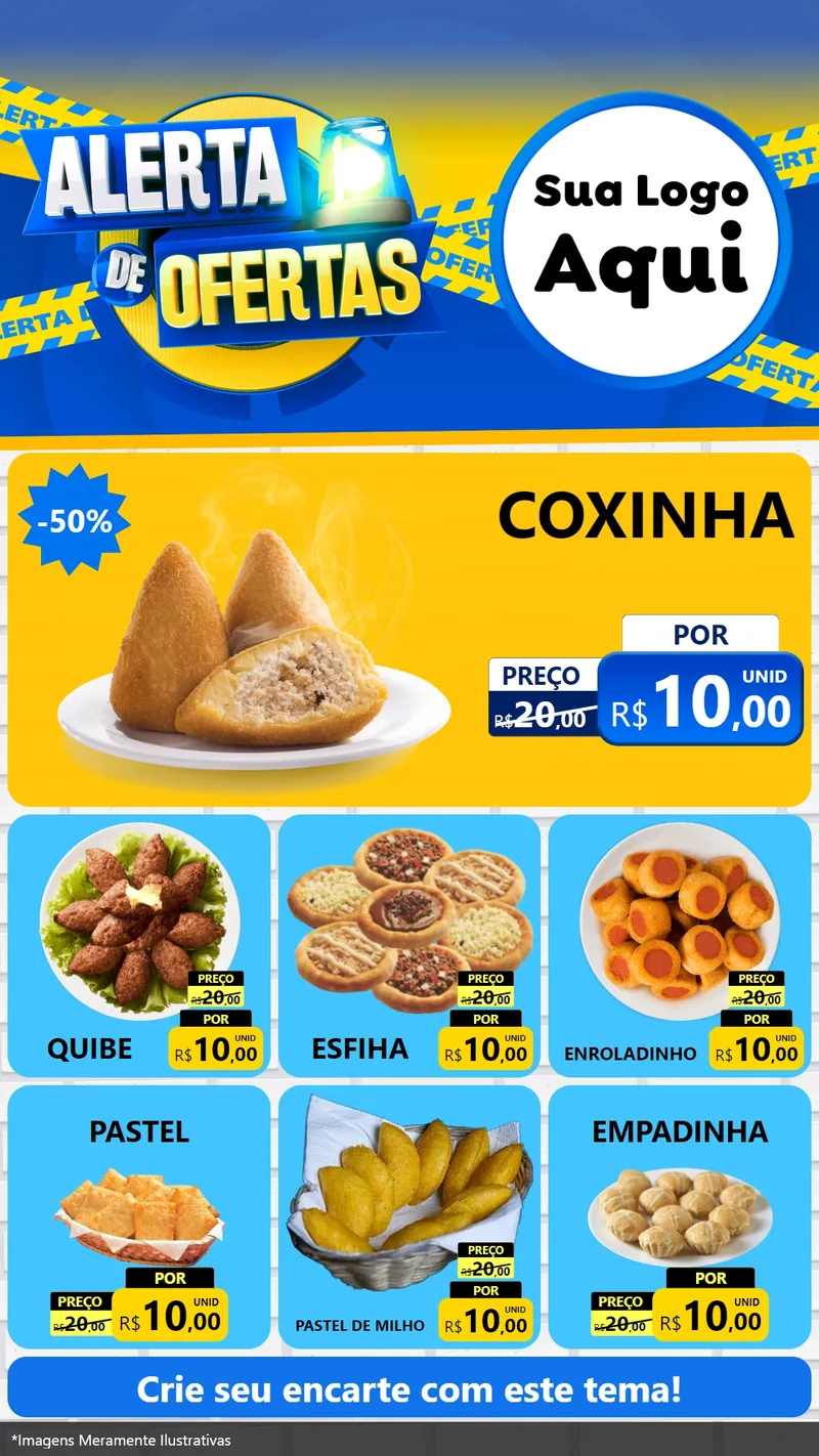 Modelo de Rede Social para Stories com o tema Alerta de Ofertas para Salgadaria