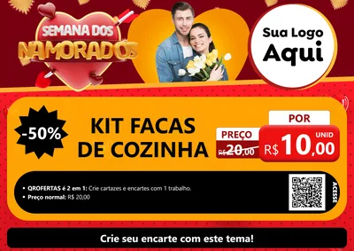 Modelo de Cartaz para Cartaz A4 Horizontal com o tema Semana dos Namorados para Utilidades Domésticas