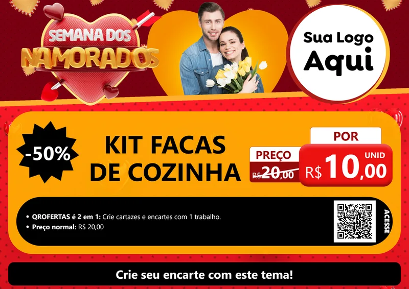 Modelo de Cartaz para Cartaz A4 Horizontal com o tema Semana dos Namorados para Utilidades Domésticas