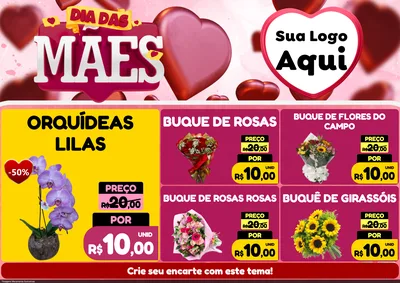 Modelo de Encarte para Encarte A4 Horizontal com o tema Dia Das Mães para Floricultura e jardim