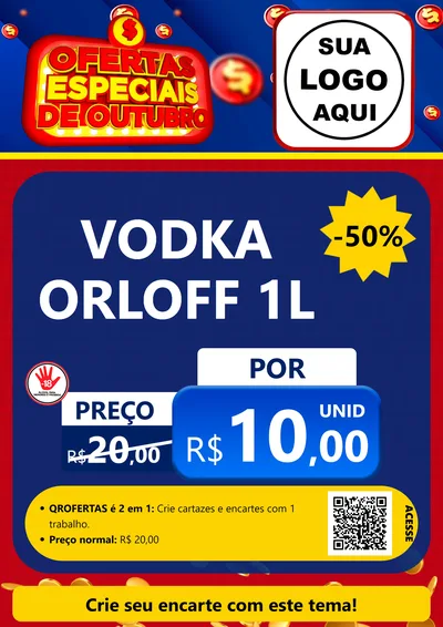 Modelo de Cartaz para Cartaz A4 Vertical com o tema Ofertas Especiais de Outubro para Distribuidora de bebidas