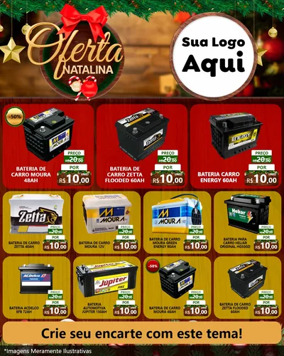 Modelo de Rede Social para Feed Instagram com o tema Ofertas Natalina para Baterias Elétricas