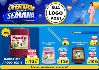 Modelo de Encarte para Encarte A4 Horizontal com o tema Ofertas de Fim de Semana para Armarinho e Aviamentos