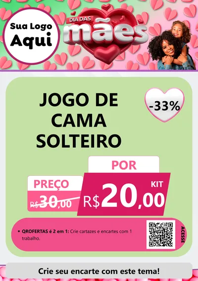 Modelo de Cartaz para Cartaz A4 Vertical com o tema Dia das Mães para Cama, Mesa e Banho