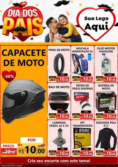 Modelo de Encarte para Encarte A4 Vertical com o tema Dia dos Pais para Moto peças