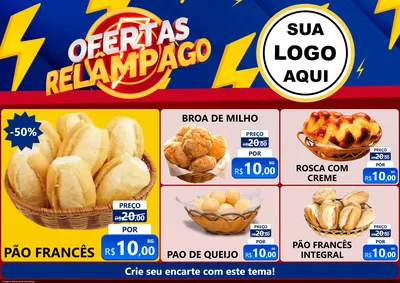 Modelo de Encarte para Encarte A4 Horizontal com o tema Ofertas Relâmpago para Padaria