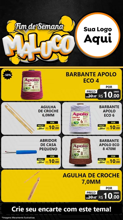 Modelo de TV para TV Vertical com o tema Fim de Semana Maluco para Armarinho e Aviamentos