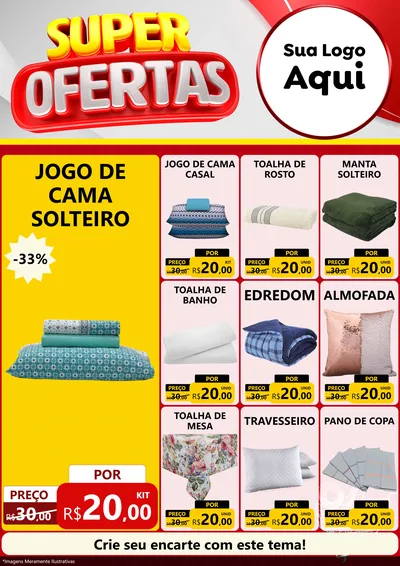 Modelo de Encarte para Encarte A4 Vertical com o tema Super Ofertas para Cama, Mesa e Banho