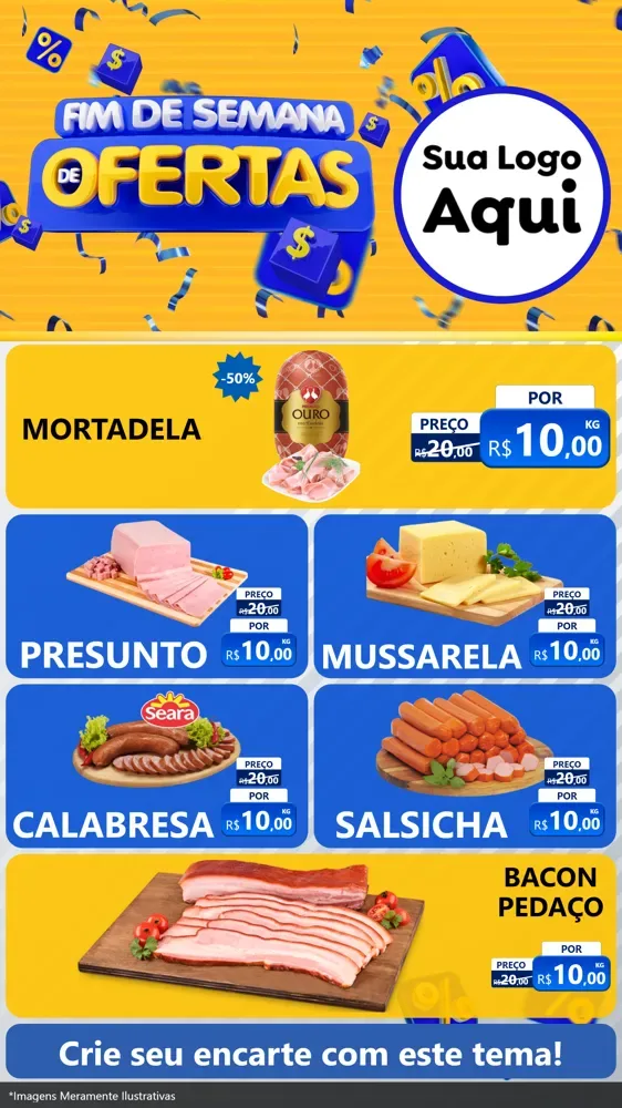 Modelo de TV para TV Vertical com o tema Fim de Semana de Ofertas para Frios e Laticínios