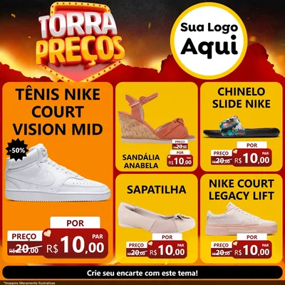 Modelo de Rede Social para Feed Facebook com o tema Torra Preços para Calçados