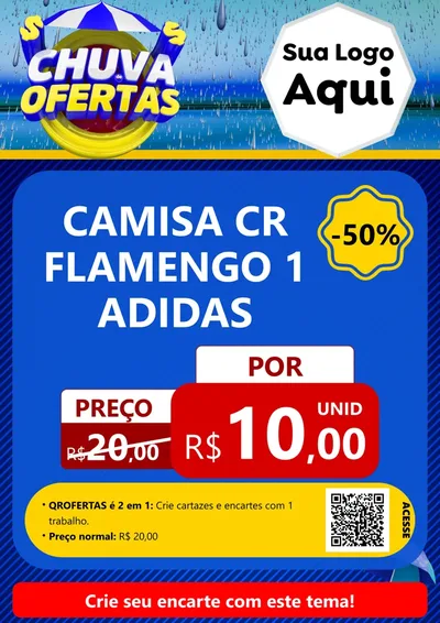 Modelo de Cartaz para Cartaz A4 Vertical com o tema Chuva de Ofertas para Roupas e acessórios
