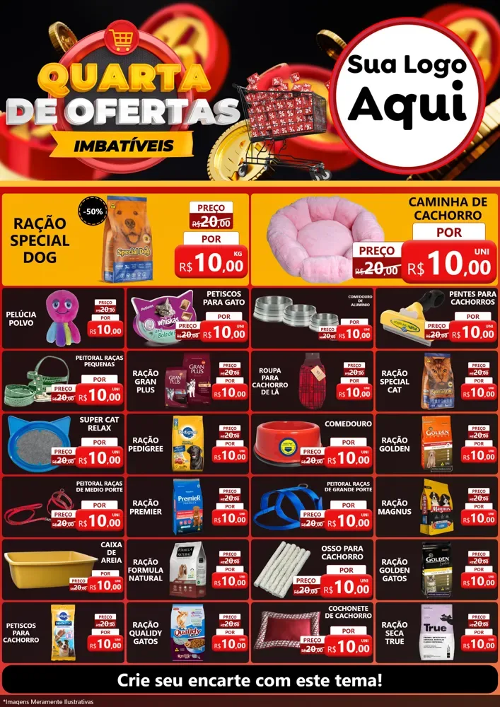 Modelo de Encarte para Encarte A4 Vertical com o tema Quarta de Ofertas Imbatíveis para Pet Shop