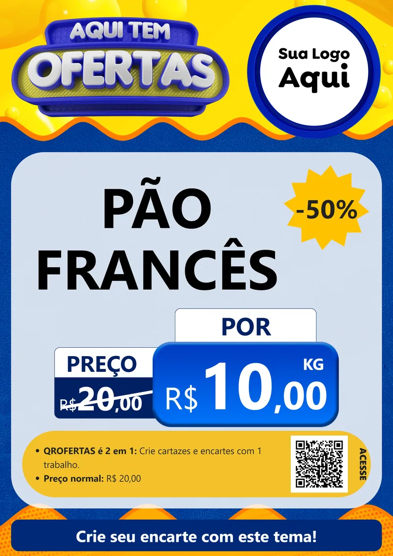 Modelo de Cartaz para Cartaz A4 Vertical com o tema Aqui Tem Ofertas para Padaria