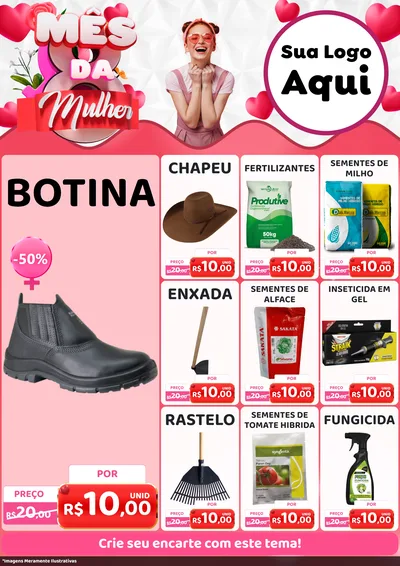 Modelo de Encarte para Encarte A4 Vertical com o tema Mês da Mulher para Agropecuária