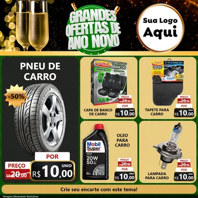Modelo de Rede Social para Feed Facebook com o tema Grandes Ofertas de Ano Novo para Auto peças