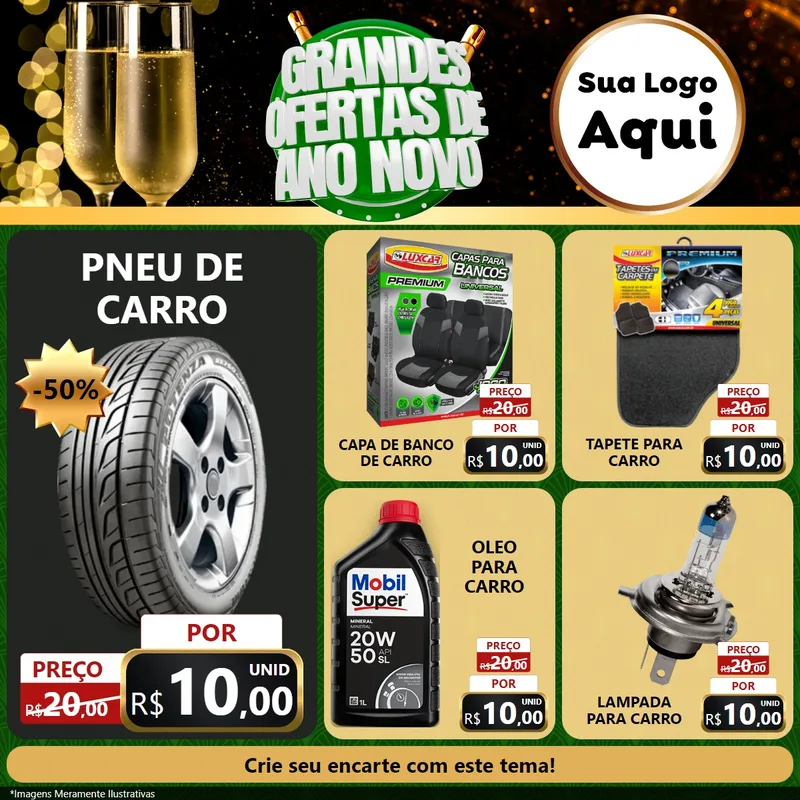 Modelo de Rede Social para Feed Facebook com o tema Grandes Ofertas de Ano Novo para Auto peças