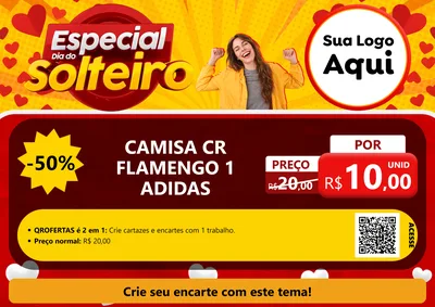 Modelo de Cartaz para Cartaz A4 Horizontal com o tema Especial Dia do Solteiro para Roupas e acessórios