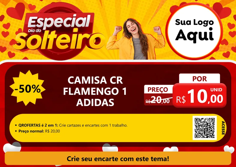 Modelo de Cartaz para Cartaz A4 Horizontal com o tema Especial Dia do Solteiro para Roupas e acessórios
