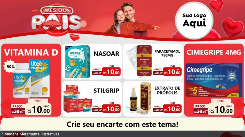 Modelo de TV para TV Horizontal com o tema Mês dos Pais para Farmácia