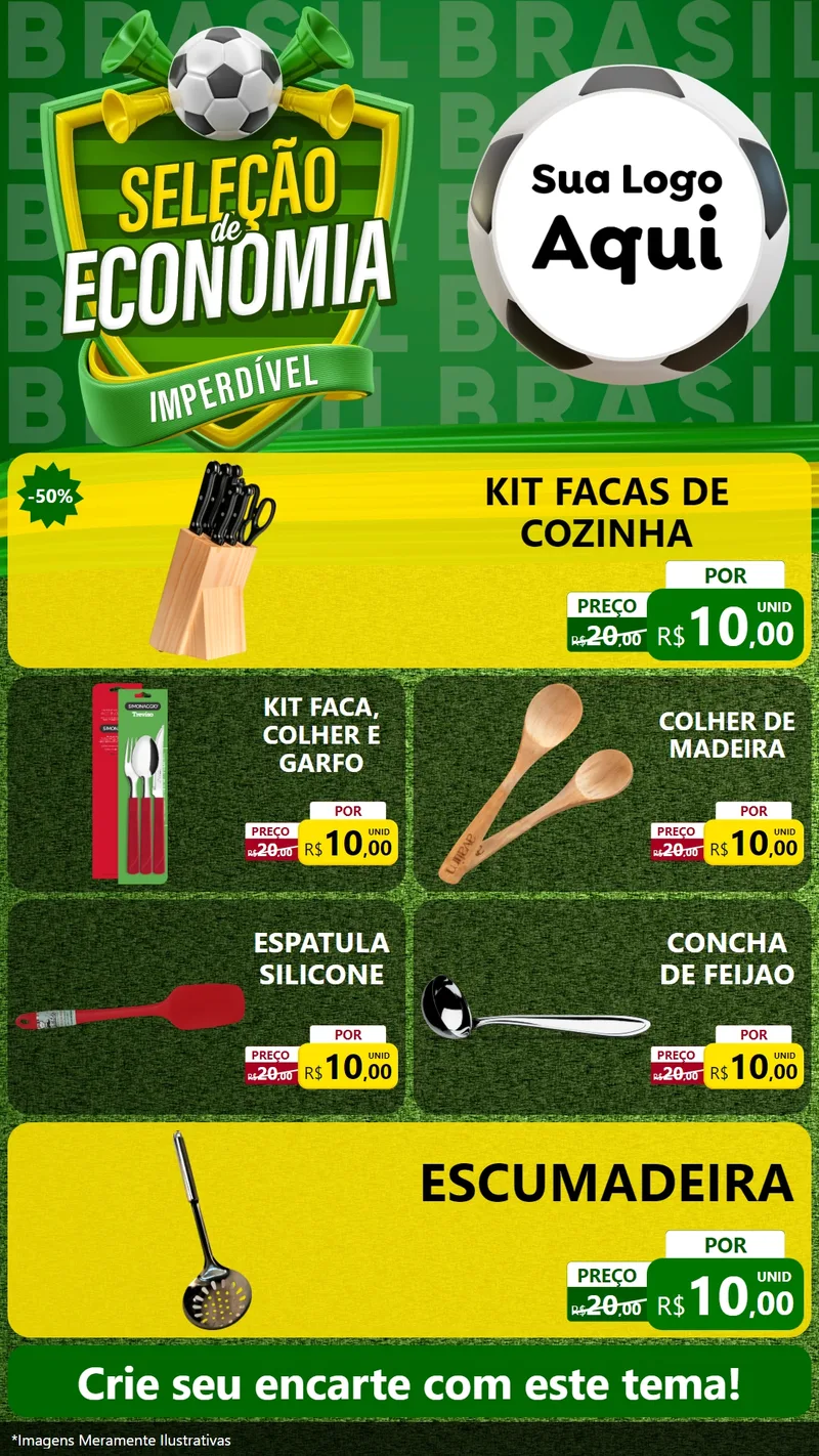 Modelo de TV para TV Vertical com o tema Seleção de Economia - Copa para Utilidades Domésticas