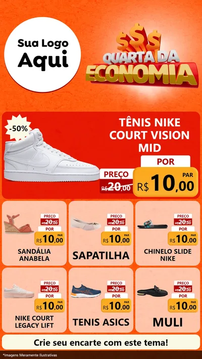 Modelo de Rede Social para Stories com o tema Quarta da Economia para Calçados