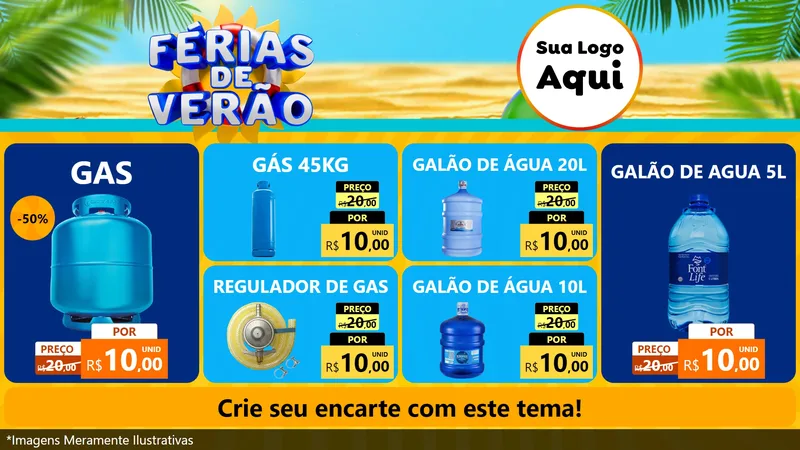Modelo de TV para TV Horizontal com o tema Férias de Verão para Água e gás
