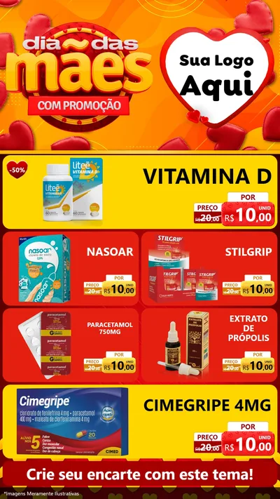 Modelo de TV para TV Vertical com o tema Dia das Mães com Promoção para Farmácia