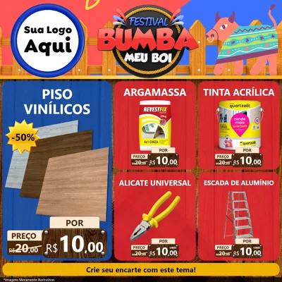 Modelo de Rede Social para Feed Facebook com o tema Festival Bumba Meu Boi para Material para Construção