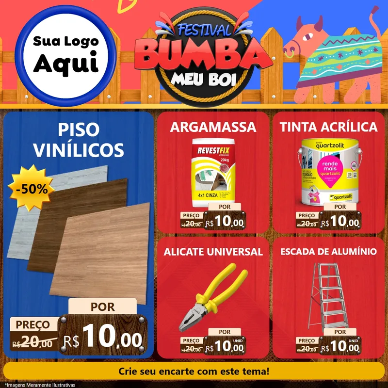 Modelo de Rede Social para Feed Facebook com o tema Festival Bumba Meu Boi para Material para Construção