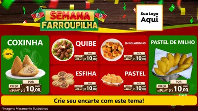 Modelo de TV para TV Horizontal com o tema Semana Farroupilha para Salgadaria