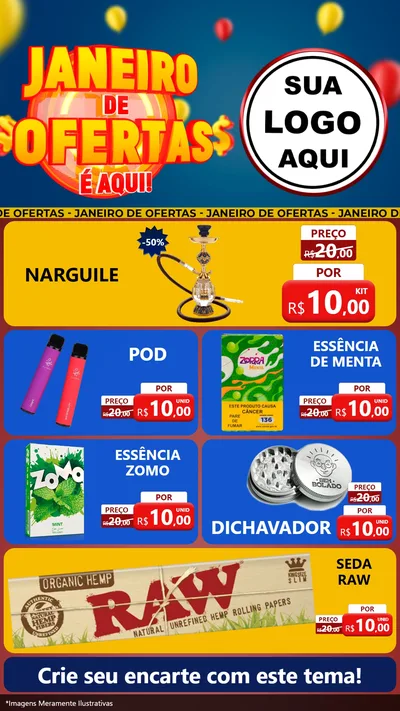 Modelo de TV para TV Vertical com o tema Janeiro de Ofertas É Aqui! para Tabacaria