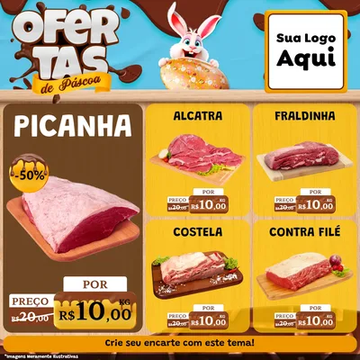 Modelo de Rede Social para Feed Facebook com o tema Ofertas de Páscoa para Açougue