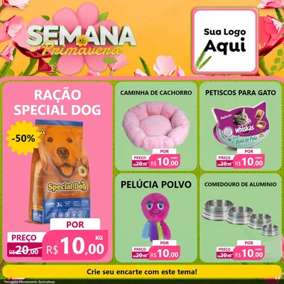 Modelo de Rede Social para Feed Facebook com o tema Semana da Primavera para Pet Shop