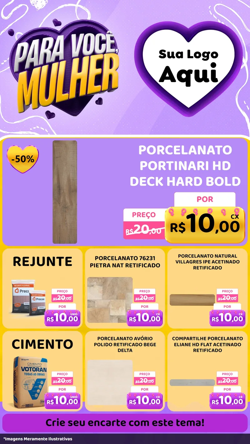 Modelo de Rede Social para Stories com o tema Para Você, Mulher para Pisos e revestimentos