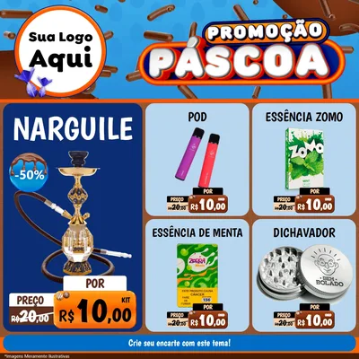 Modelo de Rede Social para Feed Facebook com o tema Promoção Páscoa para Tabacaria
