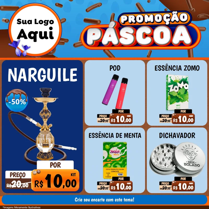 Modelo de Rede Social para Feed Facebook com o tema Promoção Páscoa para Tabacaria