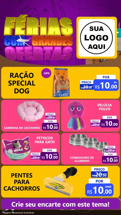 Modelo de TV para TV Vertical com o tema Férias com Grandes Ofertas para Pet Shop