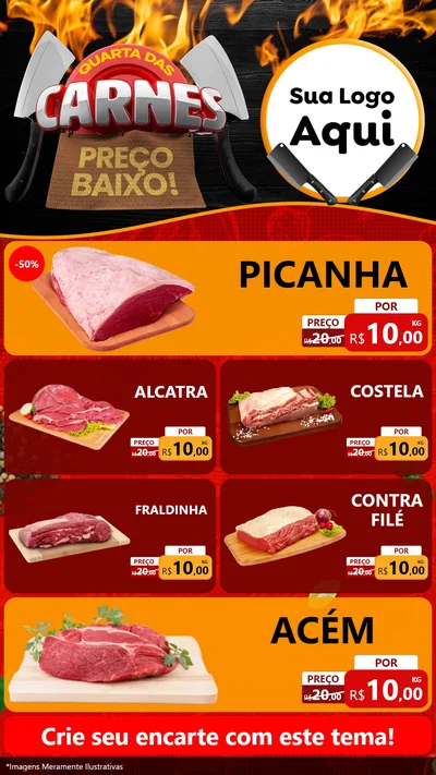Modelo de TV para TV Vertical com o tema Quarta das Carnes para Açougue