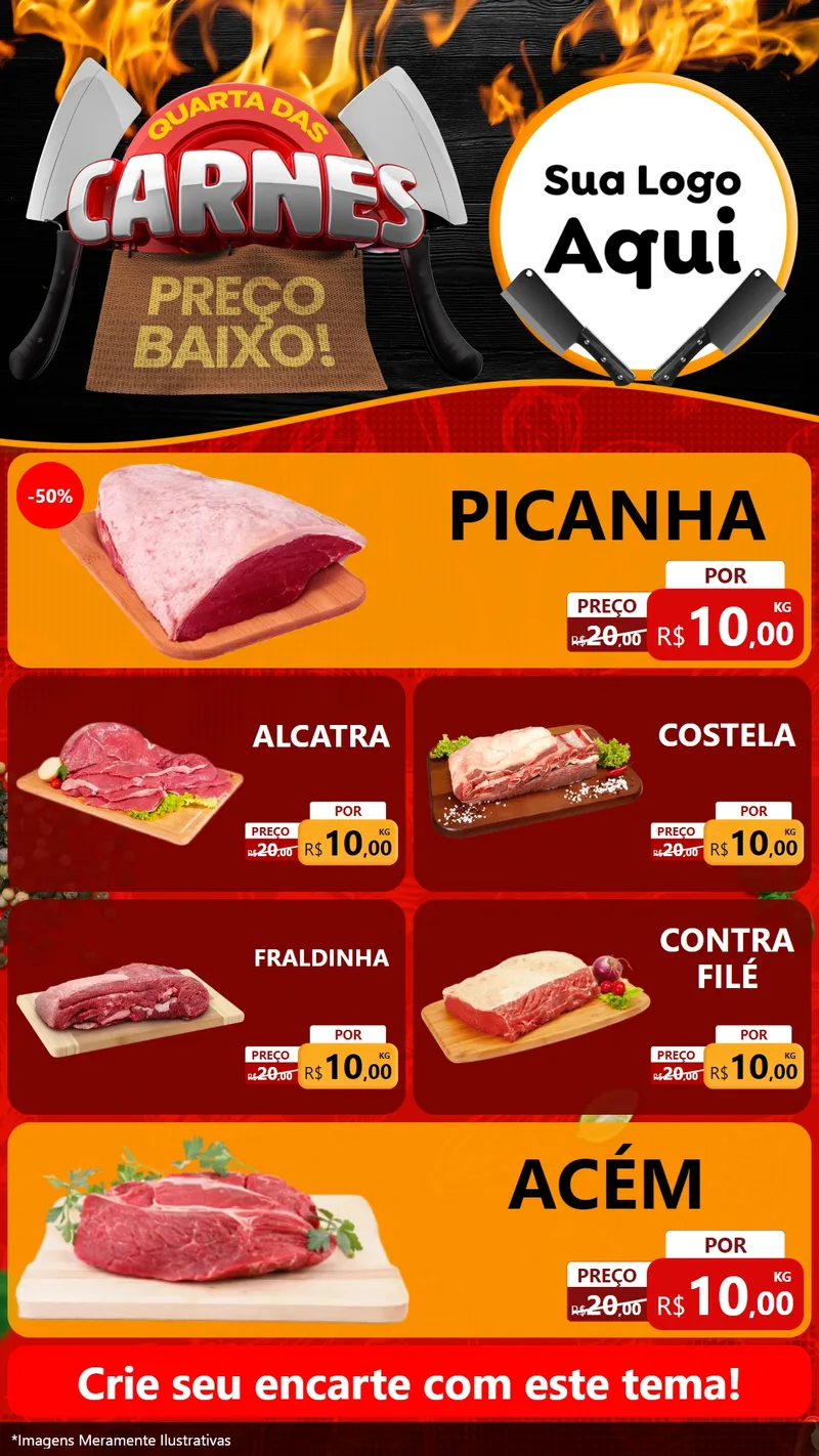 Modelo de TV para TV Vertical com o tema Quarta das Carnes para Açougue