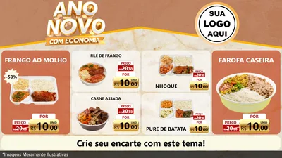 Modelo de TV para TV Horizontal com o tema Ano Novo Com Economia para Restaurante