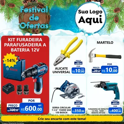 Modelo de Rede Social para Feed Facebook com o tema Festival de Ofertas - Inverno para Maquinas e Ferramentas