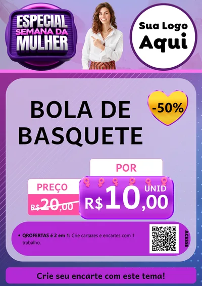 Modelo de Cartaz para Cartaz A4 Vertical com o tema Especial Semana da Mulher para Artigos Esportivos