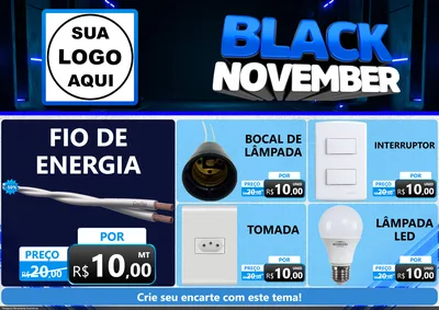Modelo de Encarte para Encarte A4 Horizontal com o tema Black November para Materiais Elétricos