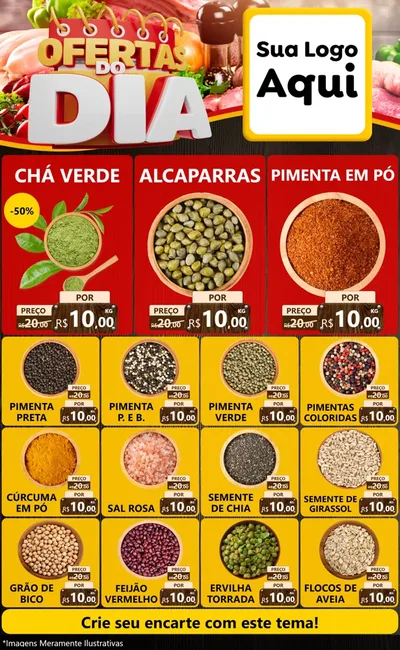 Modelo de Encarte para Encarte Grande com o tema Ofertas do Dia para Produtos Naturais