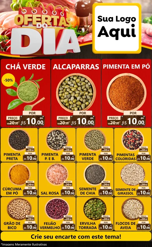 Modelo de Encarte para Encarte Grande com o tema Ofertas do Dia para Produtos Naturais